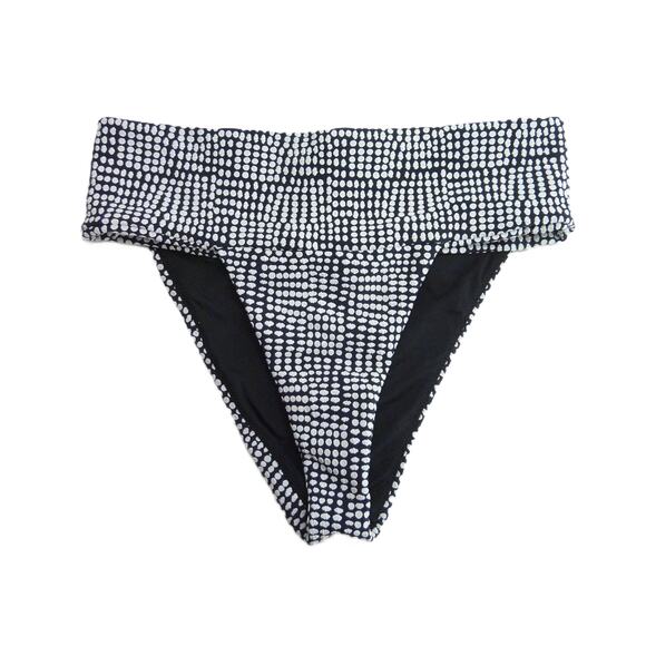 NWT Aerie Jacquard High Cut Cheeky Bikini Bottom Women's True Black - Picture 1 of 5
